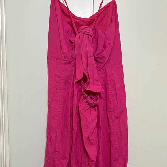 Linen-Blend Tie-Back Corset Midi Dress - Picture 4 of 6